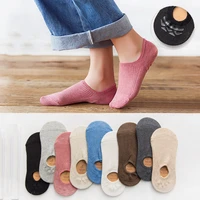 cute womens silicone non slip invisible socks summer solid color ankle boat socks female soft cotton slipper socks