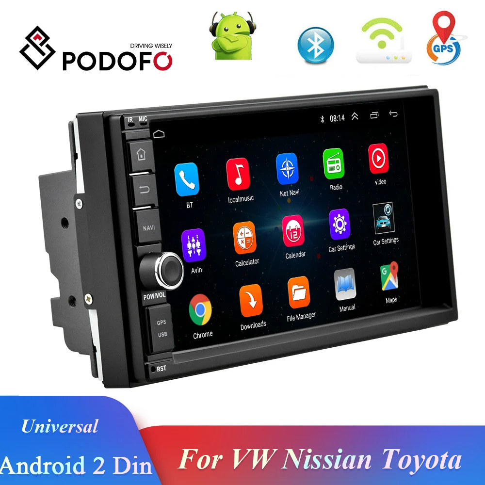 Podofo Android автомобильный мультимедийный MP5 проигрыватель 2 Din радиоприемник FM 7