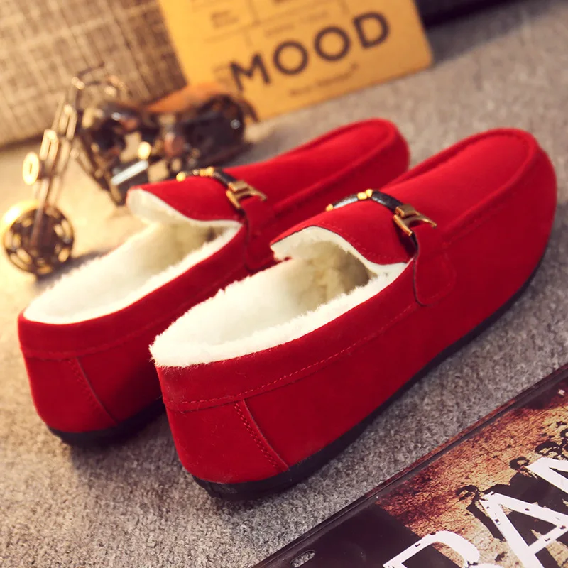 red cotton Новые модные мужские лоферы; Повседневная обувь; мокасины; сезон весна-осень; мягкие мужские лоферы из флока; дышащая обувь на плоской подошве; zapatos hombre - Цвет: red cotton