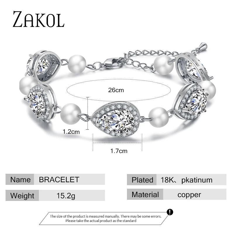 ZAKOL роскошный кубический цирконий и имитация жемчуга звено цепочки для
