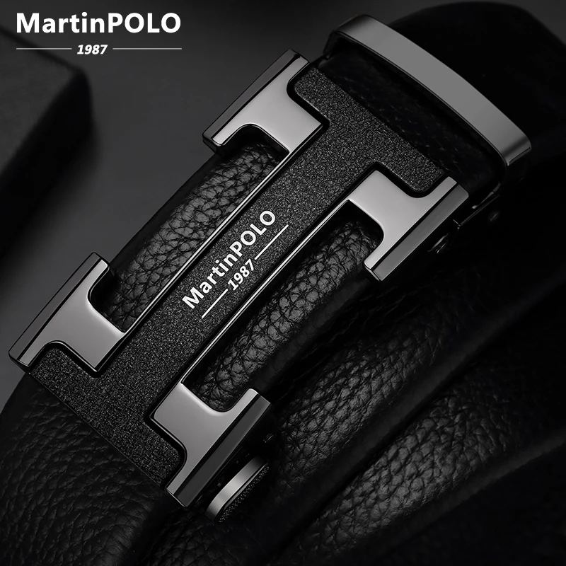 2020 MartinPOLO Famous Brand Belt Men Top Quality Genuine Luxury Leather Belts for Men Strap Male Metal Automatic Buckle Fashion