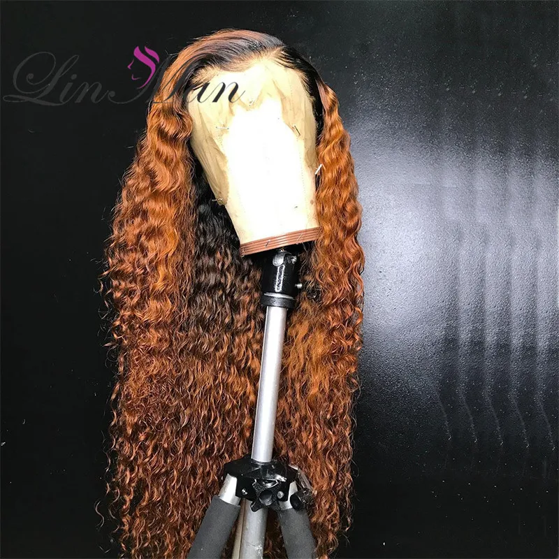 Парики из человеческих волос на фронте шнурка темно-кудрявые волосы 1b