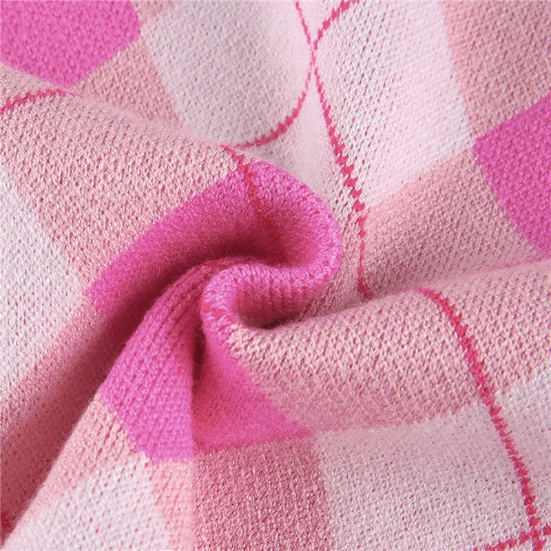 

Elegant Women Sweater Winter Knit Top Basic Long Sleeve Argyle Loose Sweater High Collar Pullover Tops Ladies Tops Sweaters
