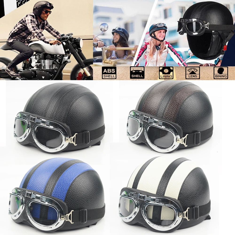 

Adult Helmets Motorcycle Retro Half Cruise Helmet Motorcycle Scooter Helmet For Harley Vintage GERMAN Motorcycle Moto