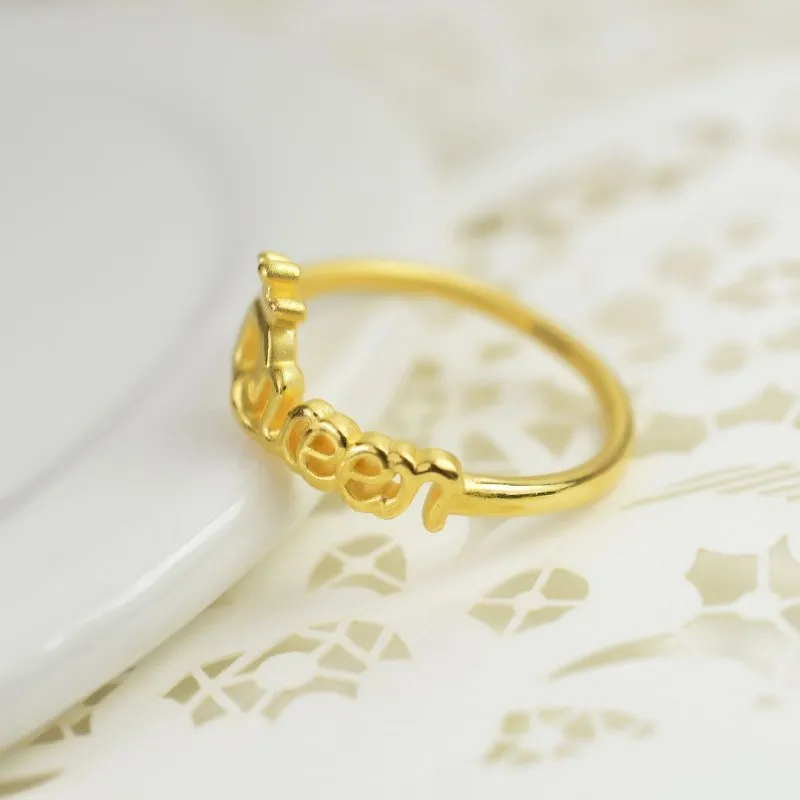 Новинка 999 кольцо из желтого золота 24 К Женское с Королевской короной на удачу 0 9-1