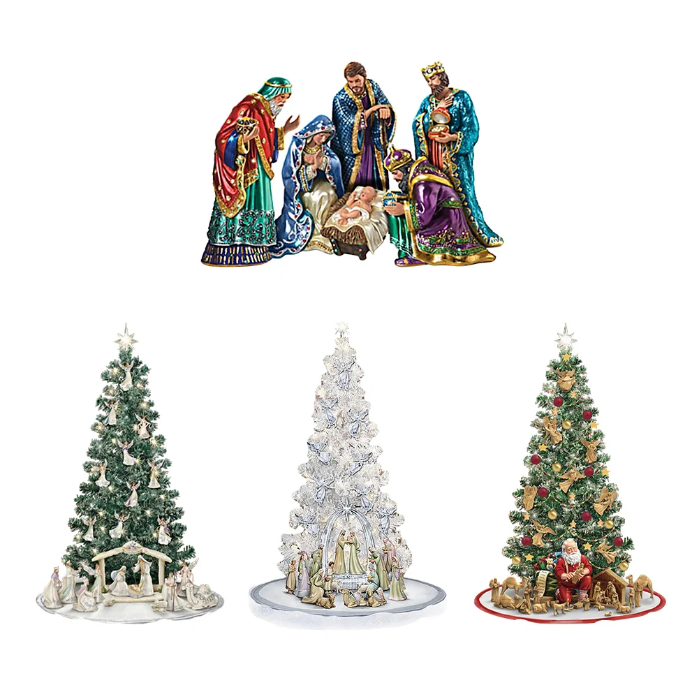 

Cartoon Christmas Window Sticker Santa Tree Jesus Window Sticker Reusable Home Office Wallpaper Party Supplies