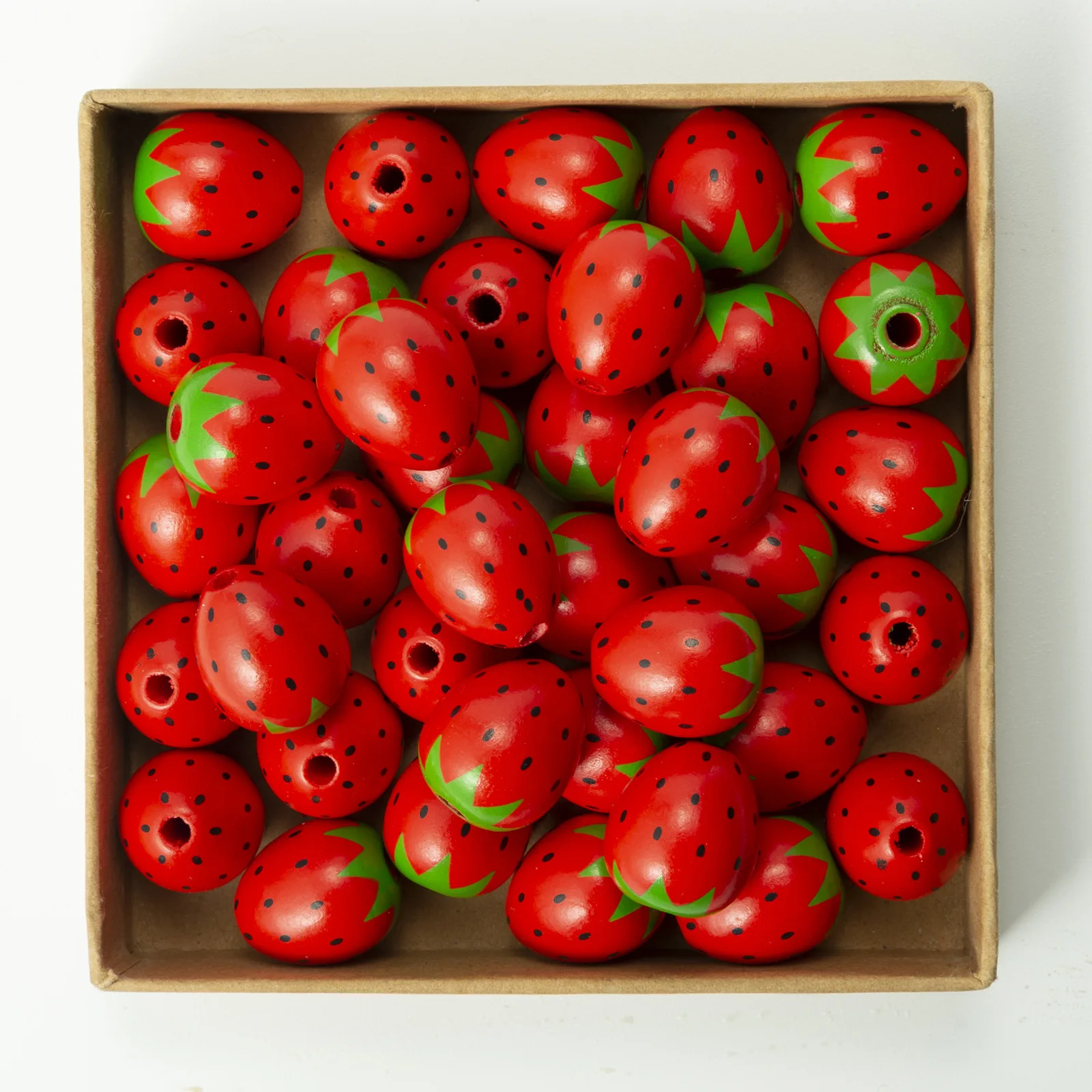 

10-20Pcs/Lot Strawberry Watermelon Fruit Wooden Round Beads DIY Fashion Custom Pendant Earring Bracelet Jewelry Accessories