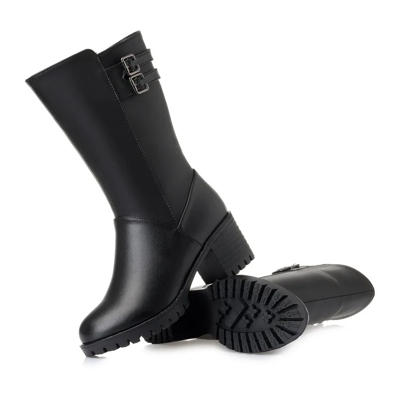 Fujin/зимние сапоги из шерсти Модная теплая обувь на меху с плоской подошвой молнии