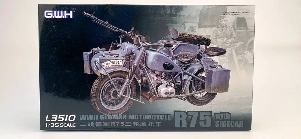 Great Wall Hobby L3510 1/35 WWII alemán BMW R75 motocicleta con coche lateral