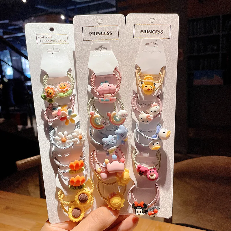 

10pcs Elastic Hair Bands Girls Hair Accessories Cartoon Hair Rope Headband Kids Ponytail Holder Scrunchie Ornaments Gifts