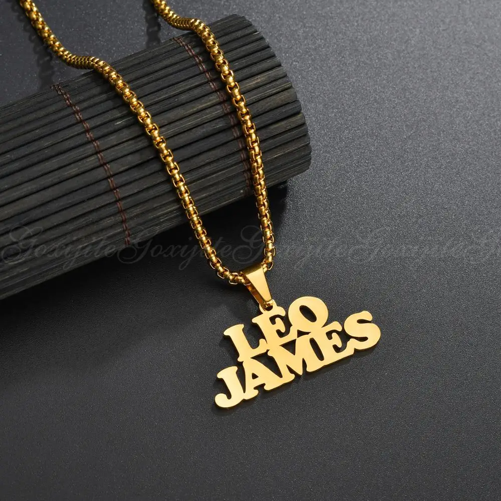 Goxijite персонализированное двойное имя кулон ожерелье для женщин мужчин табличка