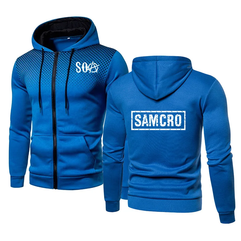 

Fashion casual SOA Sons of Anarchy Printing Spring Autumn Men's casual wear Cotton High Quality Dots Men's Zip Jacket