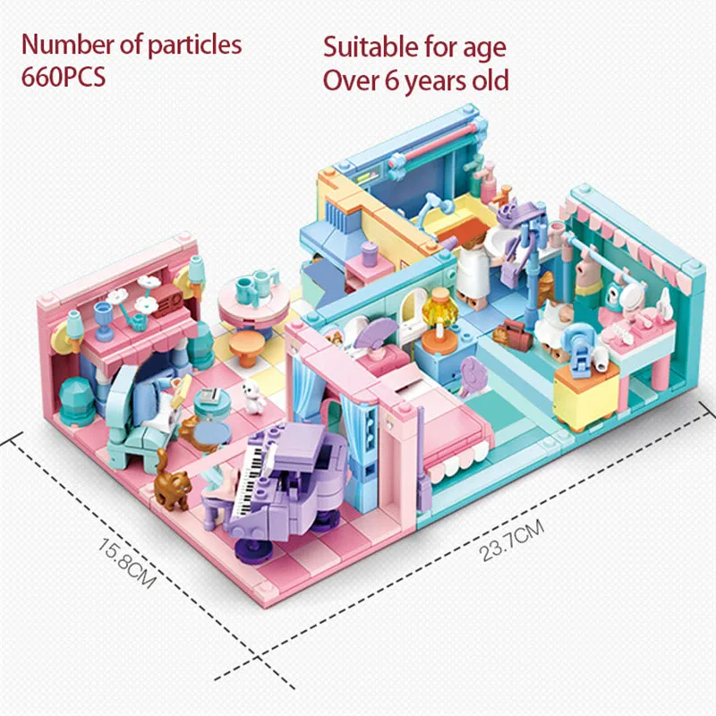 

660PCS City Series Girl Bedroom Building Block Assembly DIY Bricks Puzzle Assembly Blocks Educational Toys For Kids