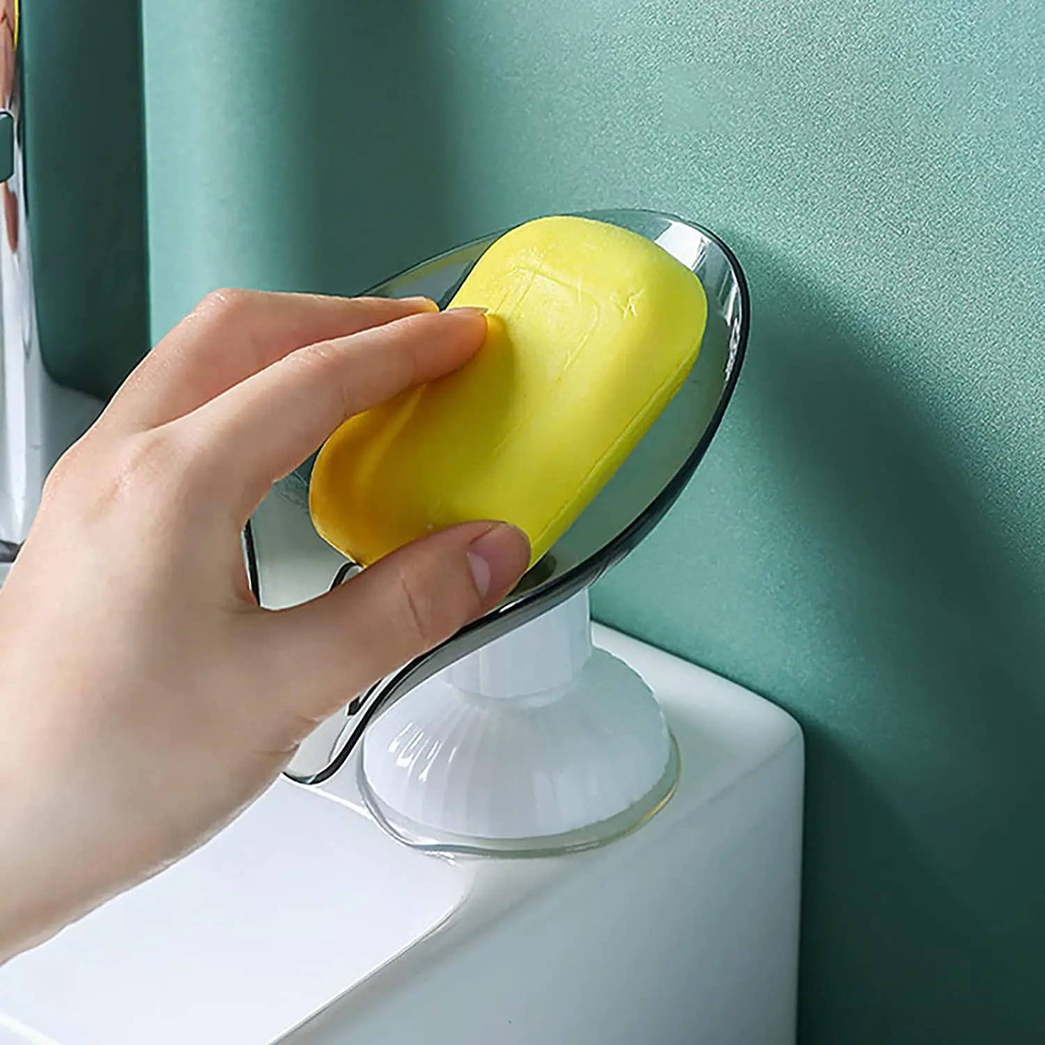 

Bar Soap Holder Leaf Shape Self Draining Sponge Holder Decorative Plastic Soap Tray Box Suction Cup Shower Bathroom Kitchen Sink