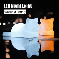 cute led night light silicone touch sensor warmwhite cat night lamp kids baby bedroom desktop decor ornaments whithout battery
