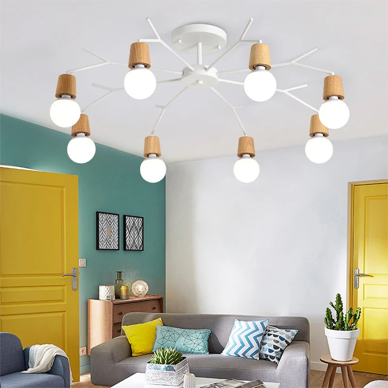 Современный Лофт гостиной деревянные потолочные светильники приспособление