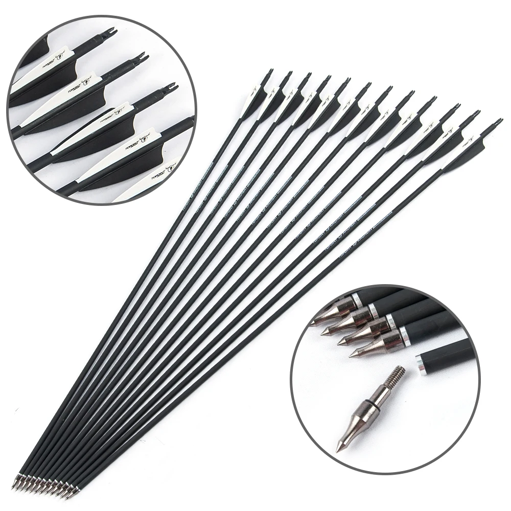 

Roll over image to zoom in TOPOINT ARCHERY 30 inch Carbon Arrows with Removable TipsPack of 12