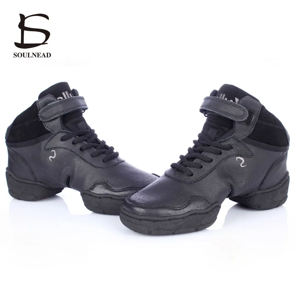 Genuine Leather Jazz Dance Shoes Women Modern Street Dance Sneakers Hip Hop Square Sports Salsa Ballroom Dancing Shoe Size 34-45
