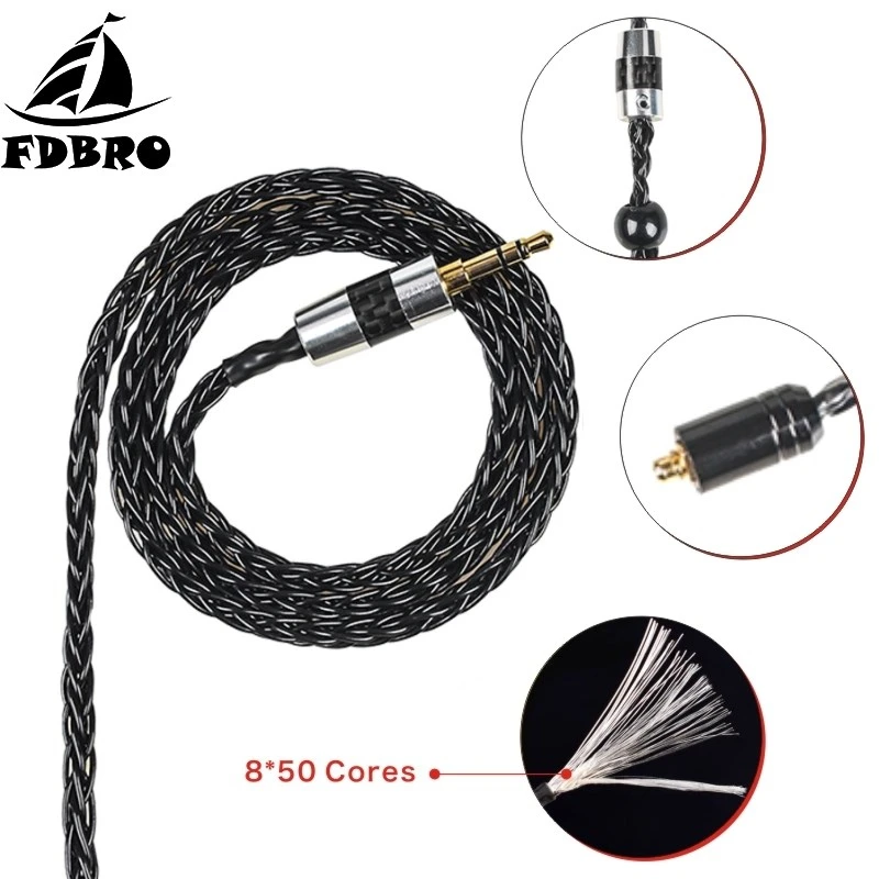FDBRO 8*50 сердечников посеребренный провод для наушников улучшенный кабель MMCX IE80 IM 2