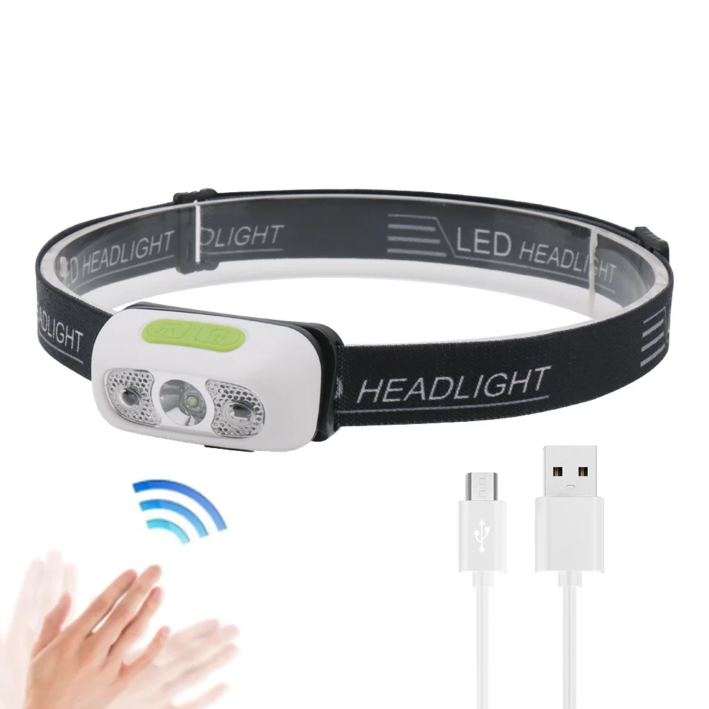 

LED Induction Rechargeable Headlamp High power USB lighter Headlight Flashlight Fishing Camping Tourist Runing Portable Lighting