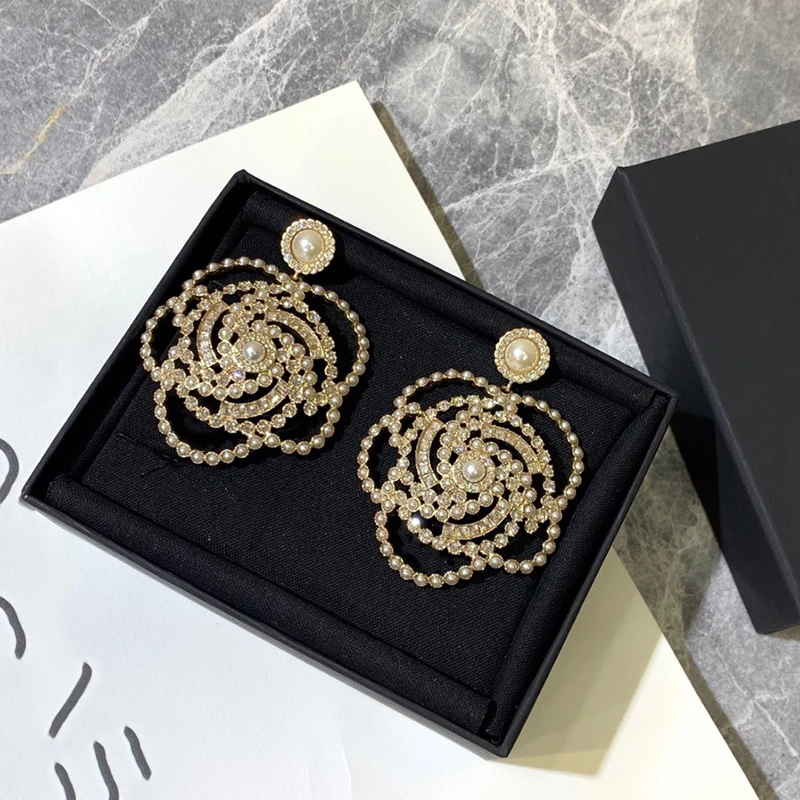 Брендовые модные жемчужные ювелирные изделия золотого цвета серьги в виде