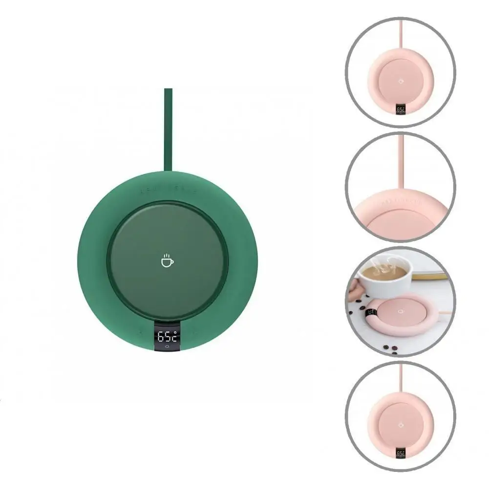 

Warmer Gadget Practical Milk Mug Heater Tray Round Shape Heating Coasters Button Press Control for Winter