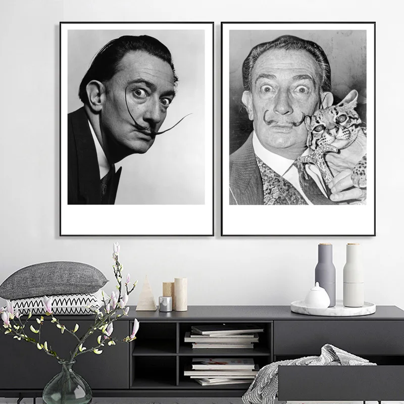

Salvador Dali Wall Art Posters and Prints Spanish artist Black White Photo Canvas Painting Wall Picture for Living Room Decor