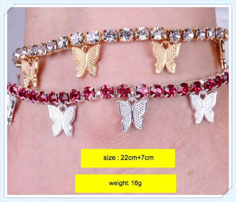 Бабочка в стиле Бохо пляжные ножные браслеты Стразы с украшением виде кристаллов