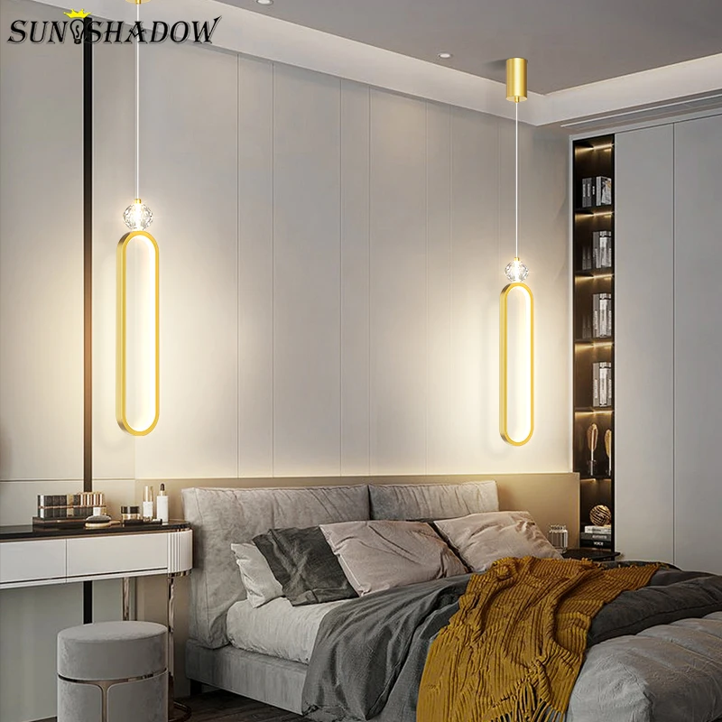 

Home Lustre Modern Pendant Light For Bedside Hanging Lamp 110v 220v For Living Room Bedroom Dining Room Pendant Lamp Gold Frame