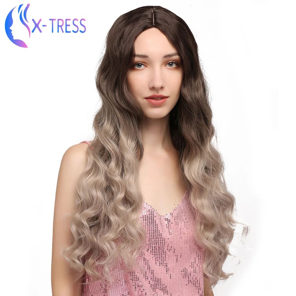 Синтетические серые парики для женщин черный корень серый цвет 26 дюймов длинные