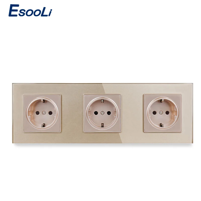 Европейская стандартная серая настенная розетка Esooli из хрустального стекла