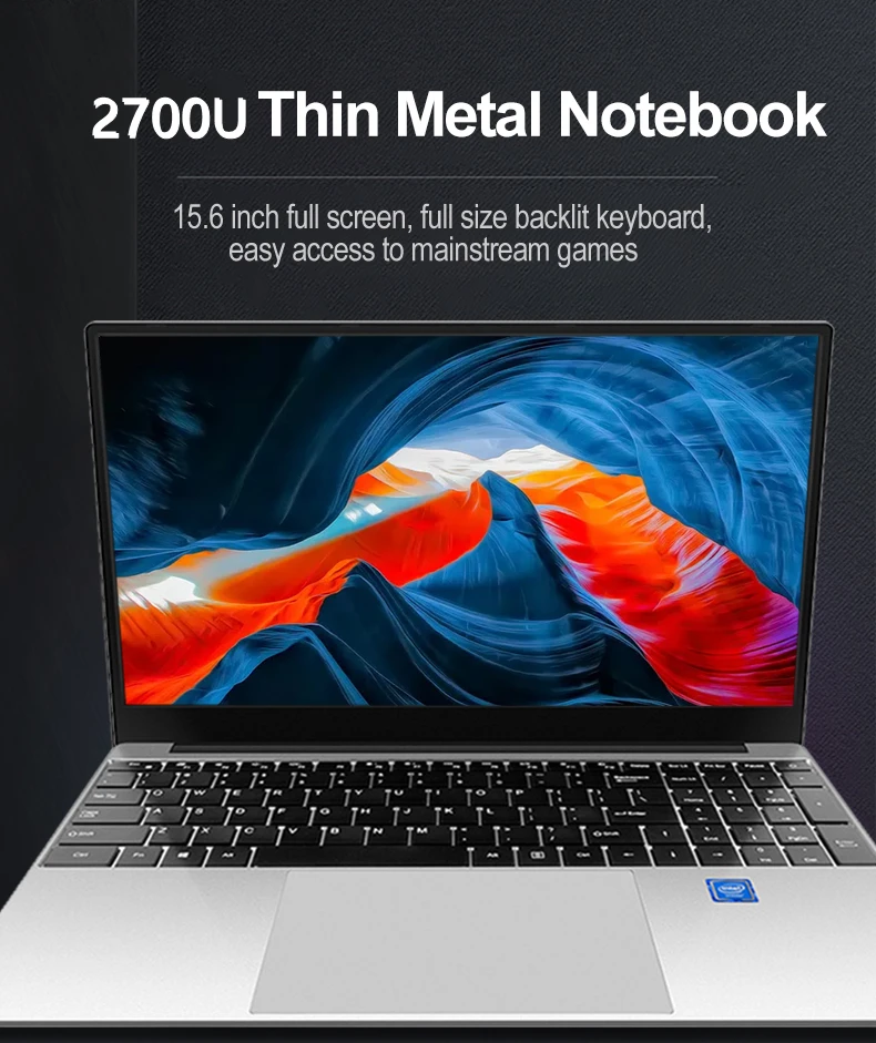 Verkaufen DDR4 RAM 12GB ROM 512GB 1TB 2TB SSD Ultrabook Metall Computer 5G Wifi Ryzen R7 2700U Windows 10 Metall Tragbare Gaming Laptop