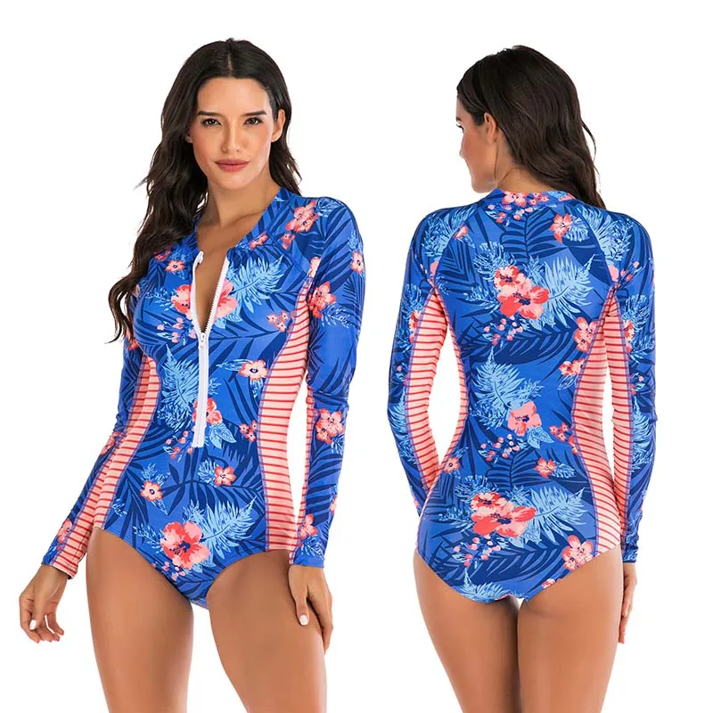 Surfing Suits 2 Новинка, Рашгард, длинный рукав, для серфинга, Цельный купальник, с фруктовым принтом, одежда для плавания для женщин, плюс размер, боди, купальники, монокини, XXL - Цвет: Surfing Suits 2