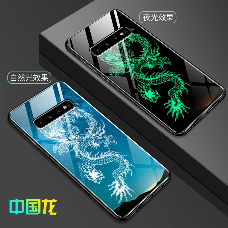 Чехол для Samsung Galaxy Note 10 Plus светящийся силиконовый стеклянный чехол с полной