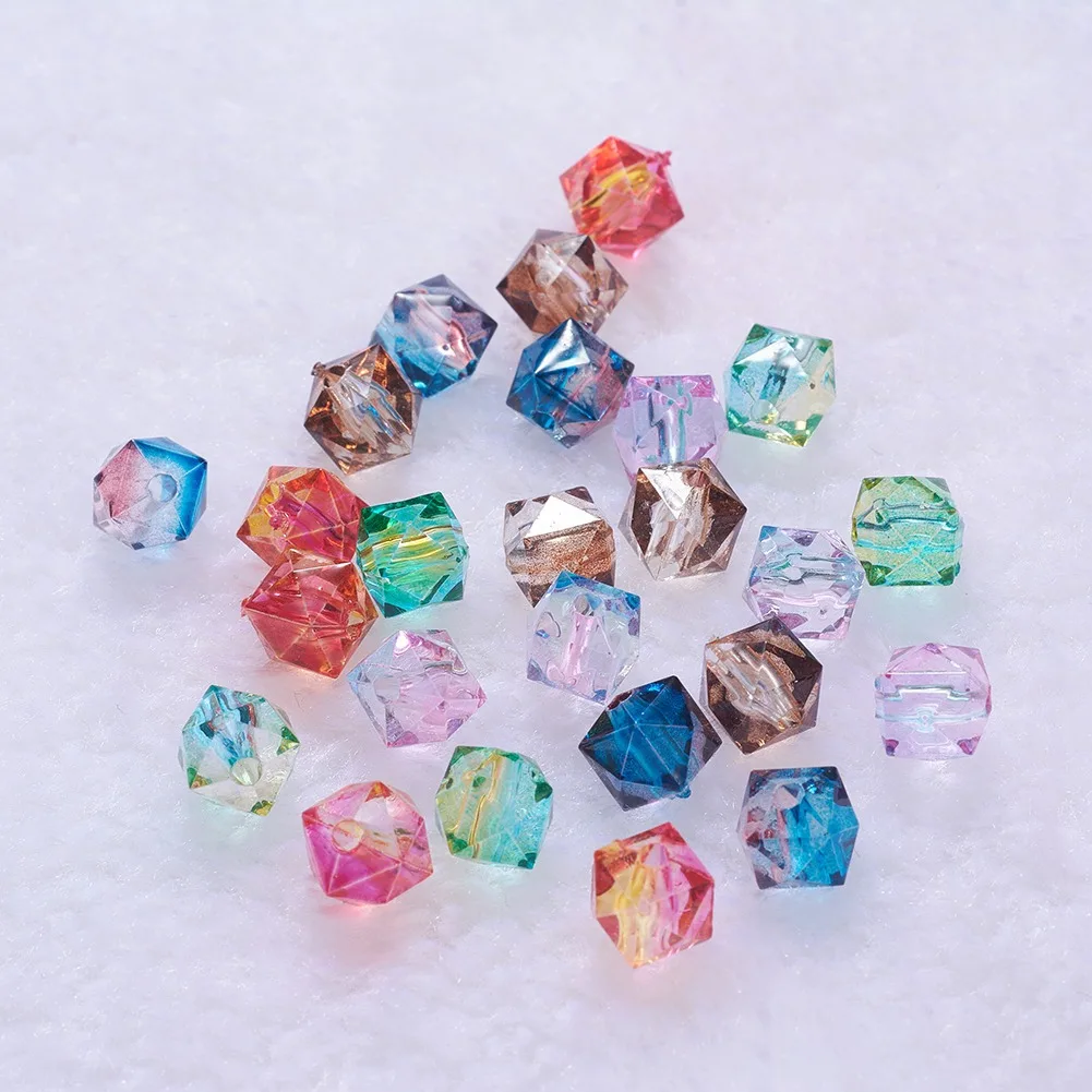 

Jewelry Accessories Polygonal Two-color Spray Paint Acrylic Beads DIY Handmade Beaded Accessories to Make Mobile Phone Pendants