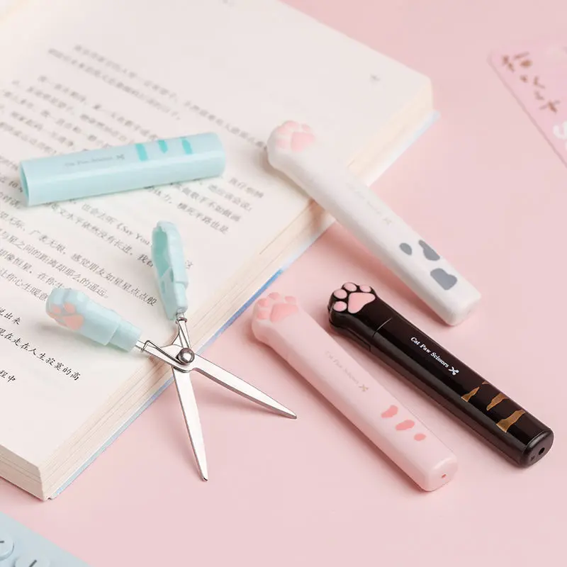 

Portable Scissors Cat's Paw Shape Folding Pen Shape Safe Cute Elementary School Students Do Not Hurt Hands Paper Cutting
