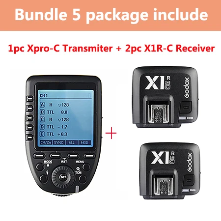 Xpro-C and 2 X1R-C Godox Xpro-C ttl беспроводной триггерный передатчик вспышки w/X1R-C ttl беспроводной триггер для вспышки приемник триггер для камеры Canon - Цвет: Xpro-C and 2 X1R-C