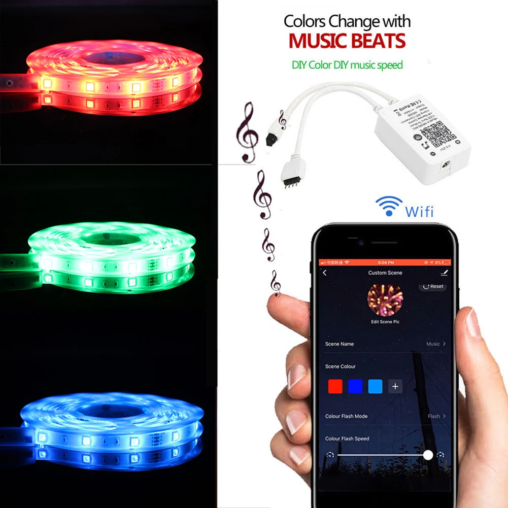 5 м 10 RGB светодиодный светильник полосы 12V SMD 5050 Гибкие светодиодные лампы с ИК WI-FI