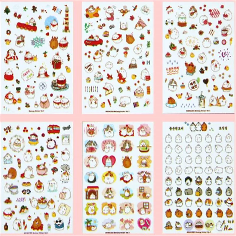 6 листов/упаковка в партии Kawaii Japan Cats life PET стикеры Горячая студенческие украшения дневник наклейки офисные школьные принадлежности - Цвет: Potato Rabbit3