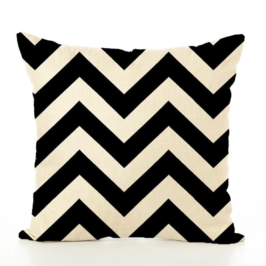 Черно белый геометрический Набор подушек креативные простые офисные льняные