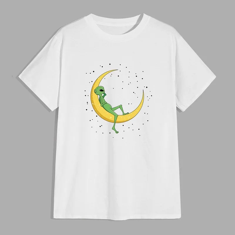 

Men's Casual T-shirts Tee Shirts Cartoon Alien Print Male Tshirt O-Neck Short Sleeve Men Tops