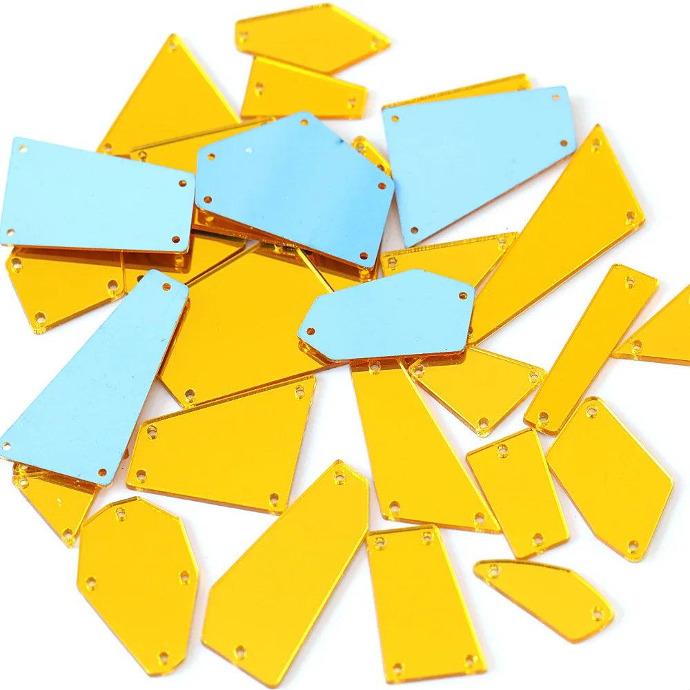 50 шт. Золотые Зеркальные пришивные стразы s неправильной формы акриловые