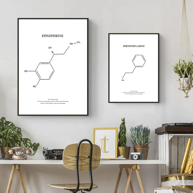 Молекула допамина искусство холст картина плакат и печать молекулярная химия