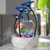Glass Gold Fish Tank Living Room Creative Small Water Home Decoration TV Desk Fountain Ceramic Home Decoration Accessories Moder
