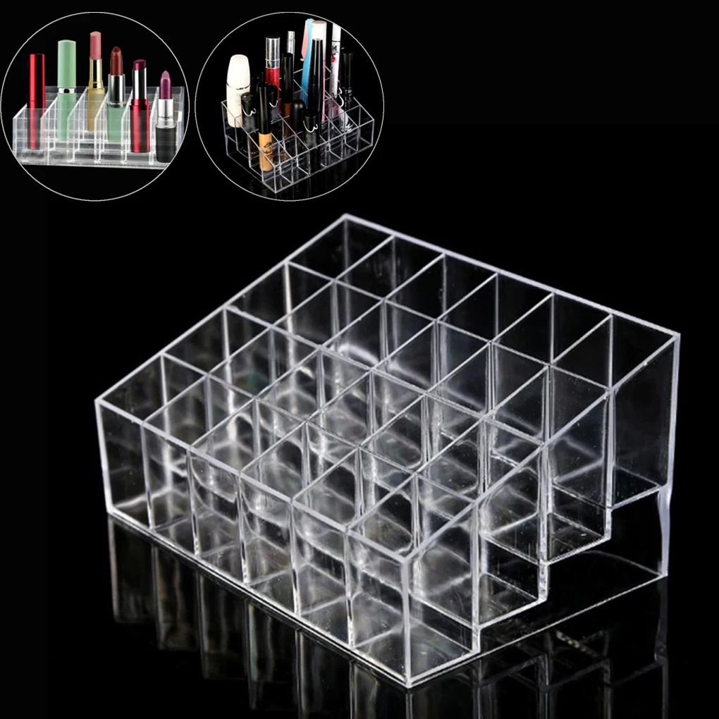 

24 Grid Acrylic Makeup Organizer Storage Box Cosmetic Box Lipstick Jewelry Box Case Holder Display Stand make up organizer