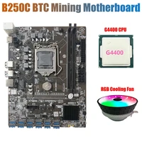 b250c mining motherboard with rgb fang4400 cpu 12 pcie to usb3 0 gpu slot lga1151 support ddr4 dimm ram for btc miner