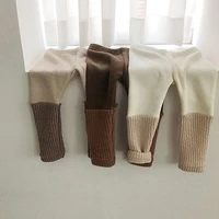 2021 baby leggings boys thicken pants toddler girls patchwork korean bottoms elastic spring autumn cotton trousers 0 3 y