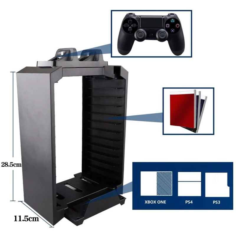 Черный цвет игровой диск башня вертикальная подставка для Ps4 Dualshock контроллер