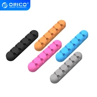 orico 5 pcs cable organizer silicone usb cable winder desktop tidy management clips 5 slot cable holder for office home