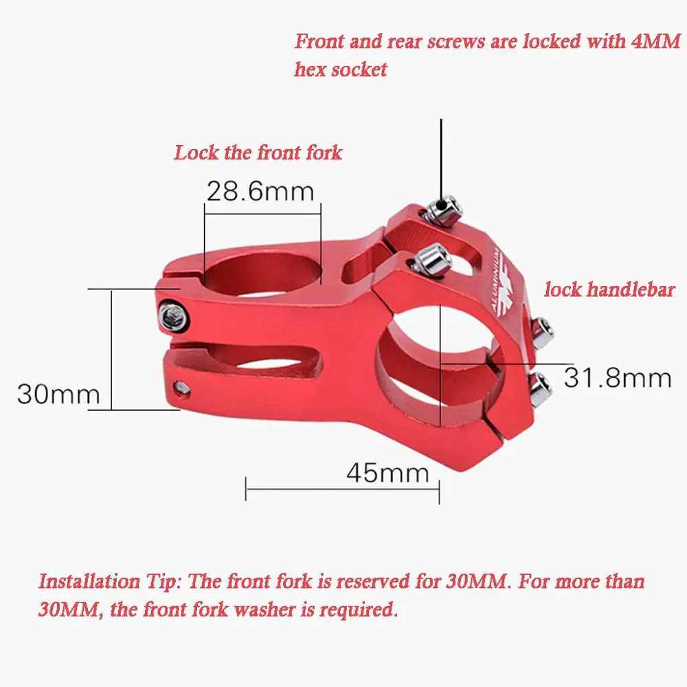 New High-Strength Stem Lightweight 31.8mm Bike adjustable for MTB Mountain Road Extension Bicycle Wheel Steering | Спорт и